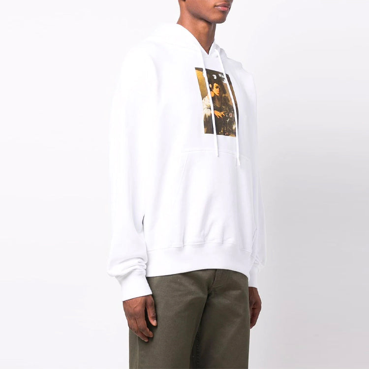 Off-White FW21 Pattern Alphabet Printing Drawstring Pullover Version White OMBB085F21FLE0130184