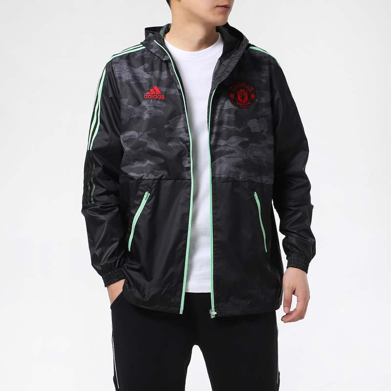adidas Manchester United Football Leisure Sports Hooded Jacket Black GQ2534
