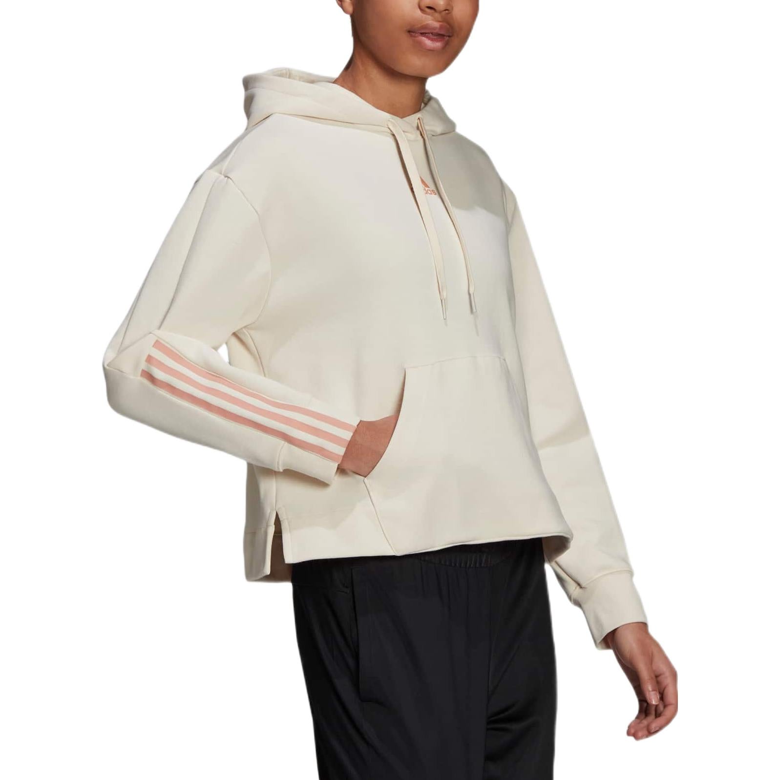 (WMNS) adidas Relaxed 3-Stripes Hoodie 'Beige' H10238