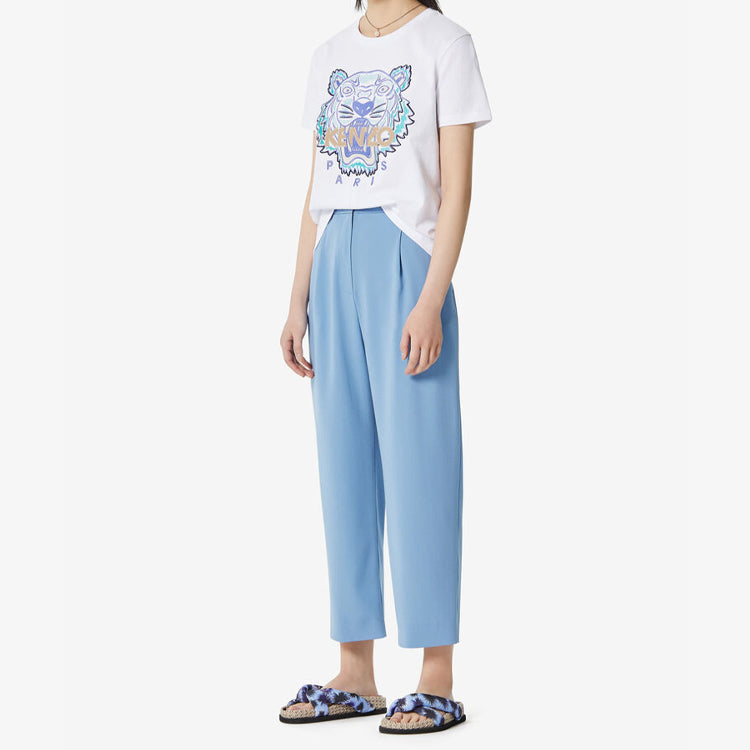 KENZO Embroidered Tiger Head Cotton Short Sleeve White FA52TS8334V9-01