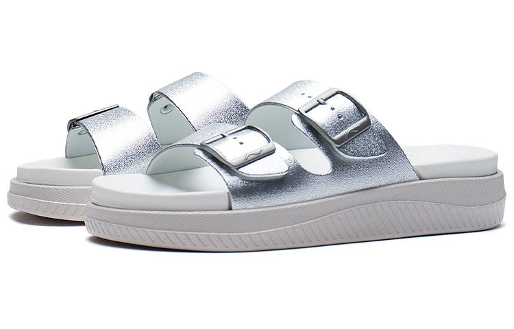 (WMNS) Li-Ning Clap Stylish Casual Fashion Silver Slippers AGAS004-2