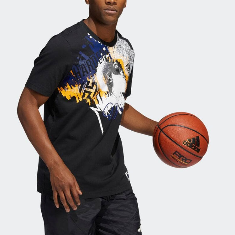 Men's adidas James Harden Abstract Pattern Short Sleeve Black T-Shirt H62286