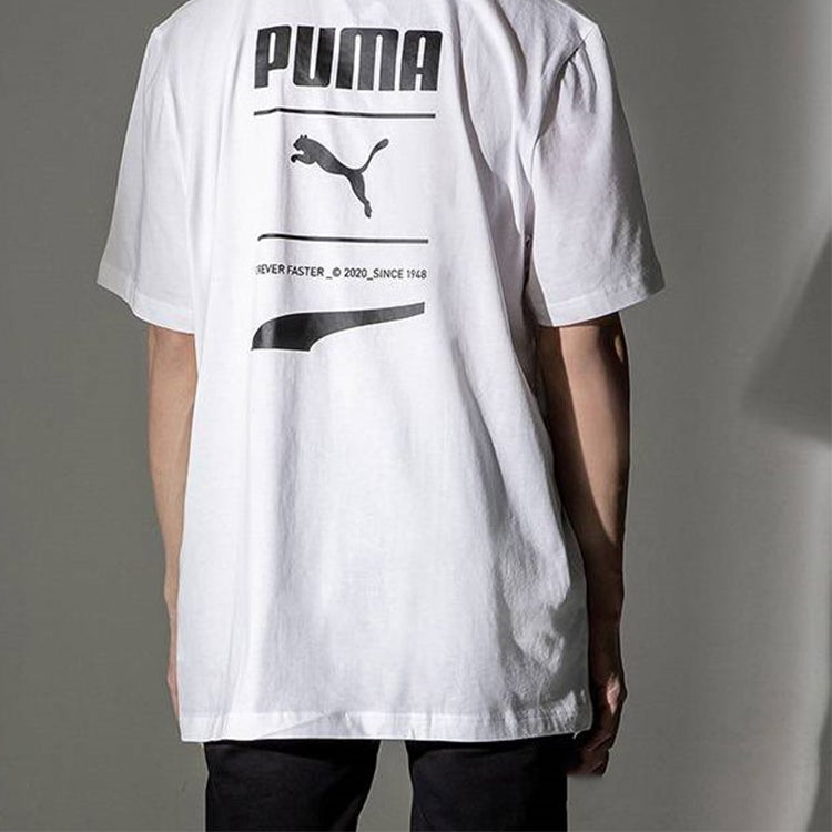 PUMA Recheck Pack Graphic Tee Logo Printing Short Sleeve White 598939-02