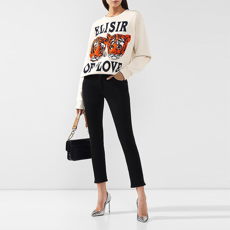 (WMNS) Gucci Cotton Tiger Printed Loose Sweatshirt White 469250-XJBI5-9381