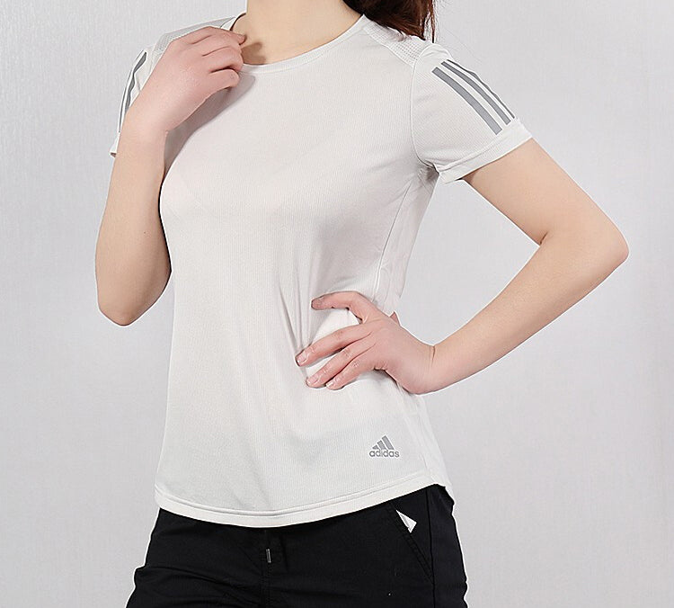 (WMNS) adidas Own The Run Tee Reflective Printing Sports Short Sleeve Gray White DX1973