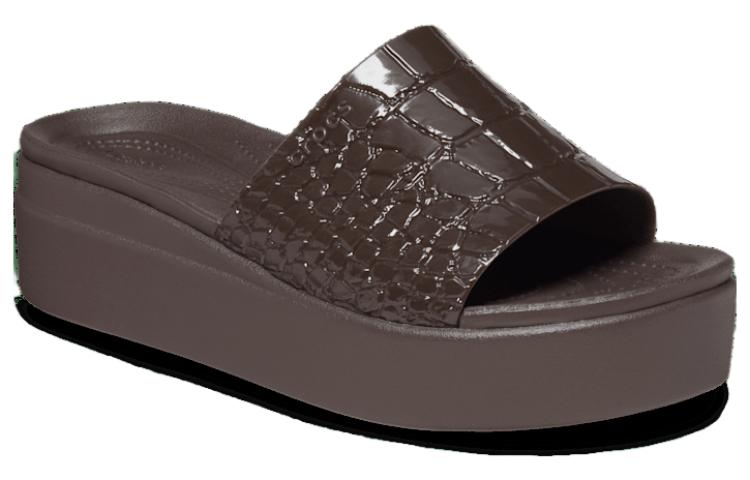 (WMNS) Crocs Brooklyn Croco Shine Slide Sandals 'Espresso' 209253-206