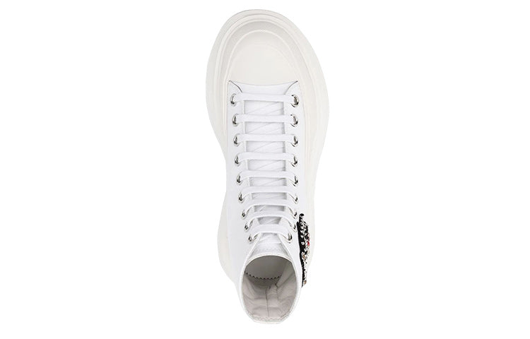(WMNS) Alexander McQueen Tread Slick Embellished Boots 'Ivory' 667244W4MVC9071