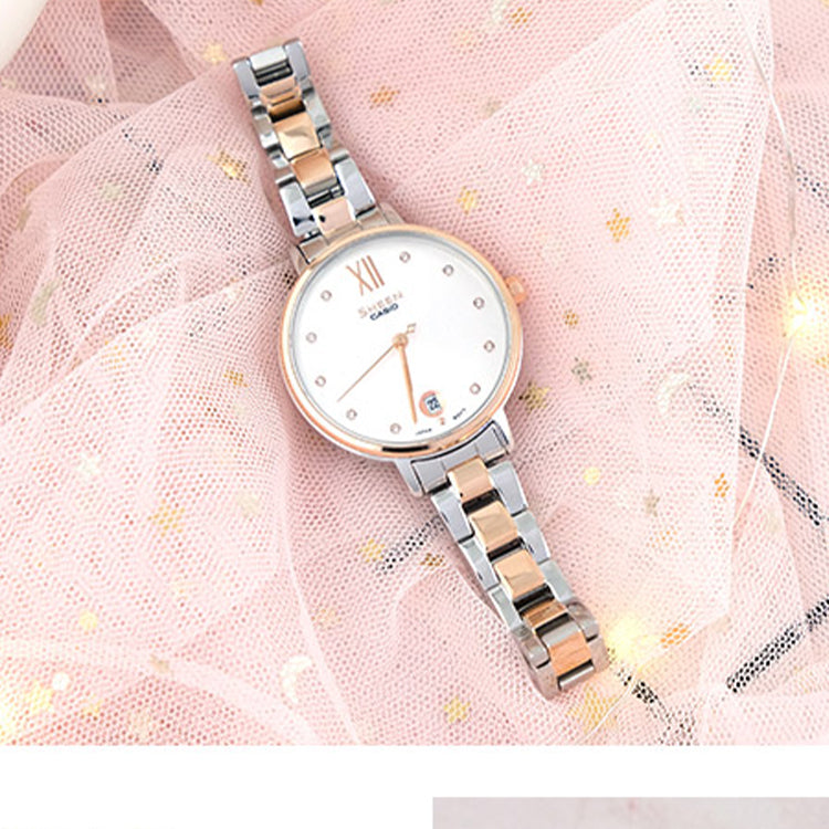 Casio Sheen Analog Watch 'Silver Rose Gold' SHE-4530SPG-7A