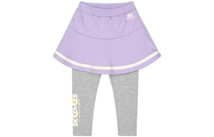 (GS) Skechers Letter Printed Sweatshirt and Long Pants Set 'White Purple' L123G026