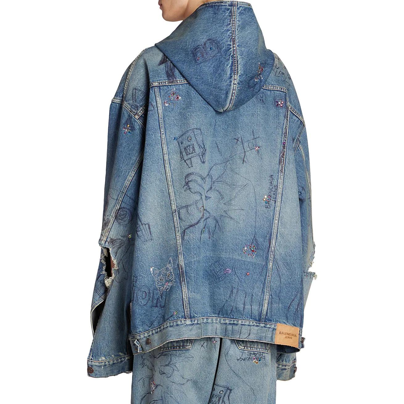 Balenciaga Oversized Hooded Jacket 'Blue' 719315TNW56-4268