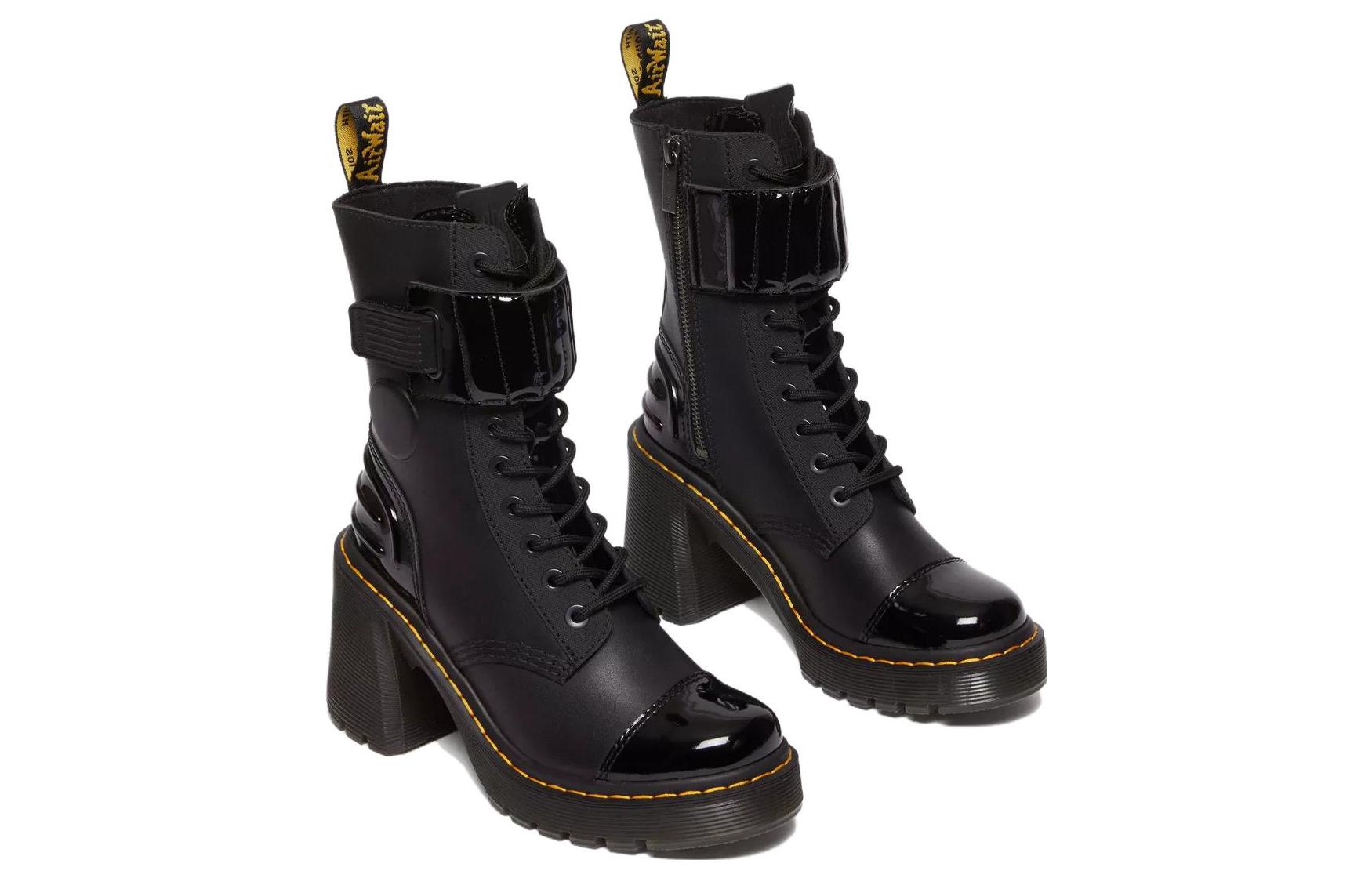 (WMNS) Dr. Martens Gaya 10-Eye Alternative Leather Heeled Boots 'Black' 31006001