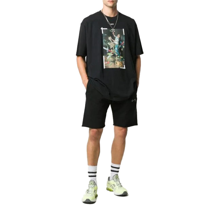 Off-White Chest Painting Printing Short Sleeve Black OMAA038F20FAB0151001