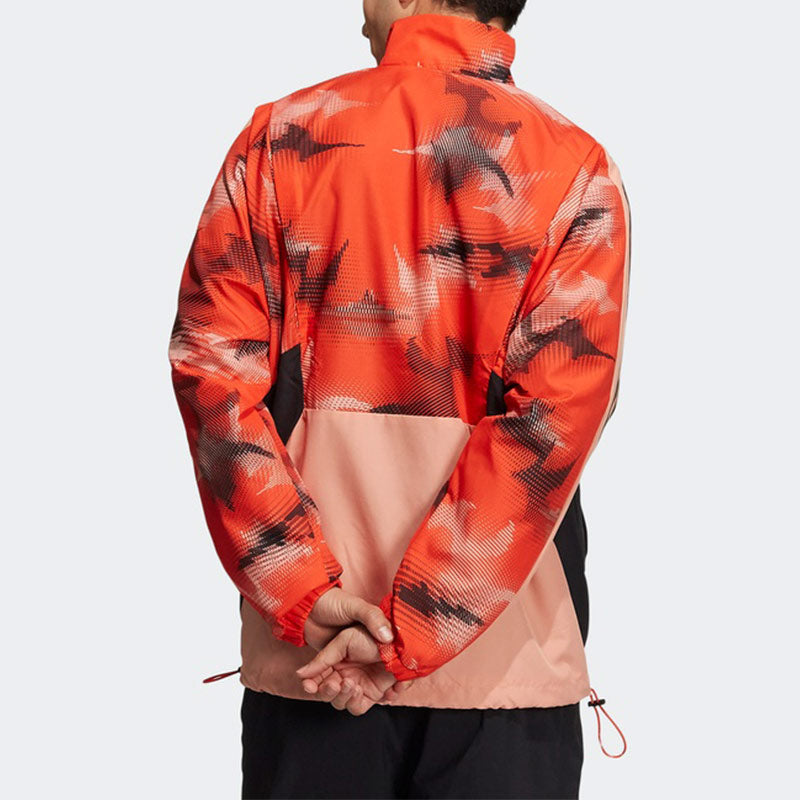 Men's adidas St Wv Newblock Contrasting Colors Pattern Jacket Orange Yellow H40237