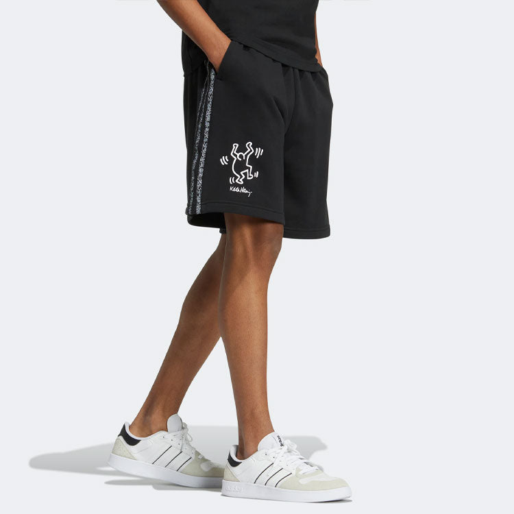 Men's adidas neo x . Crossover Cartoon Stripe Athleisure Casual Sports Shorts Black HD7259