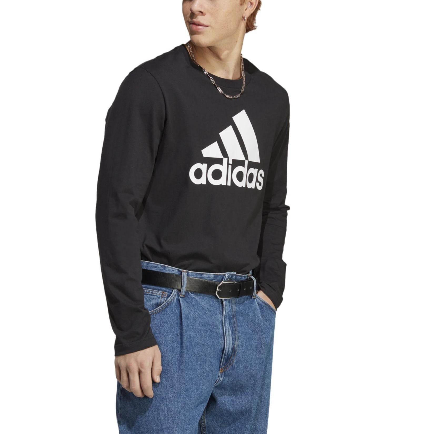 adidas Essentials Long Sleeve T-Shirts 'Black White' IC9308