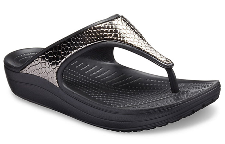 (WMNS) Crocs Thick Sole Black Copper Flip-Flops 205604-0FG