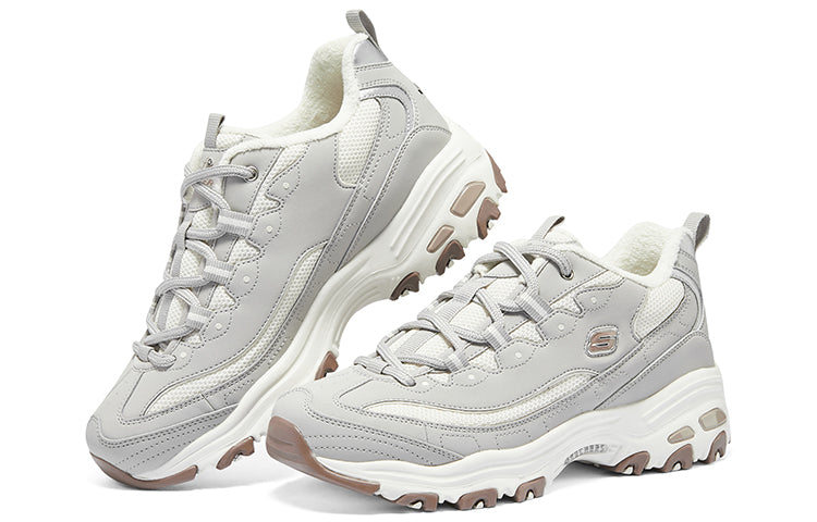 (WMNS) Skechers D'lites-looking Glass Marathon Running Shoes 'Grey White Brown' 896268-GRY