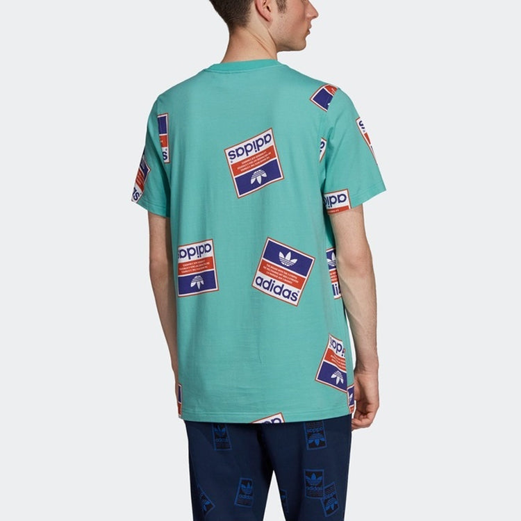 adidas originals Printing Round Neck Short Sleeve Green DV2073