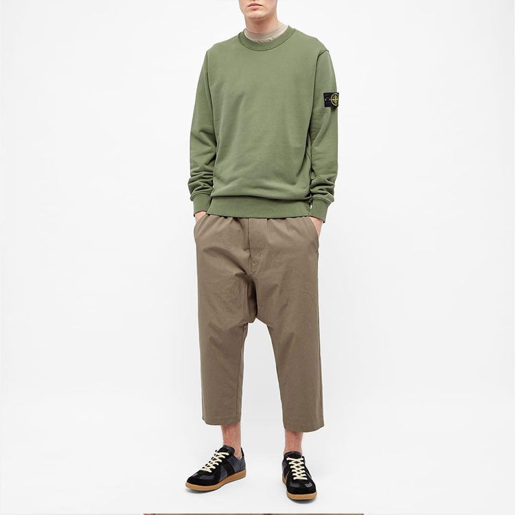 Men's STONE ISLAND Garment Dyed Crew Sweat Casual Grass Green 721563051-V0058