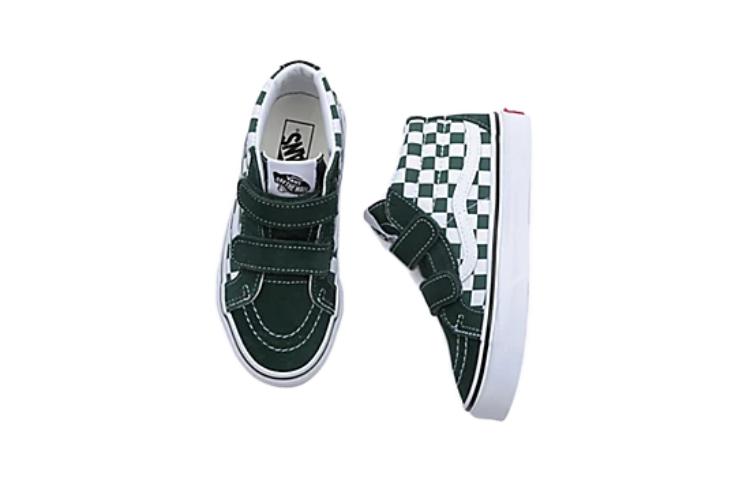 (PS) Vans Checkerboard Sk8-Mid Reissue Hook and Loop Shoes 'Green White' VN00018TBD6
