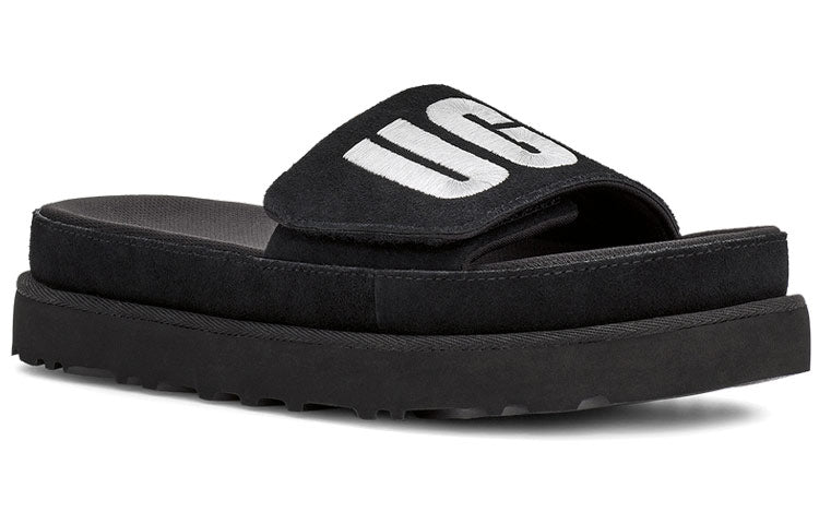 (WMNS) UGG Laton Slide Black Silver Slippers 'Black Silver' 1110110-BSVR