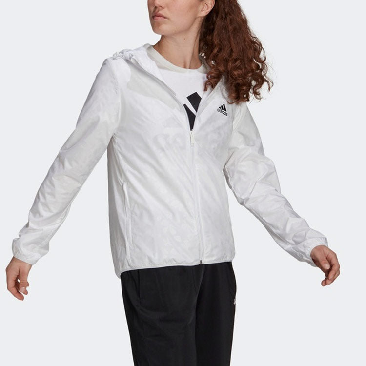(WMNS) adidas Logo Solid Color Woven Zipper Hooded Jacket Autumn White GQ0615