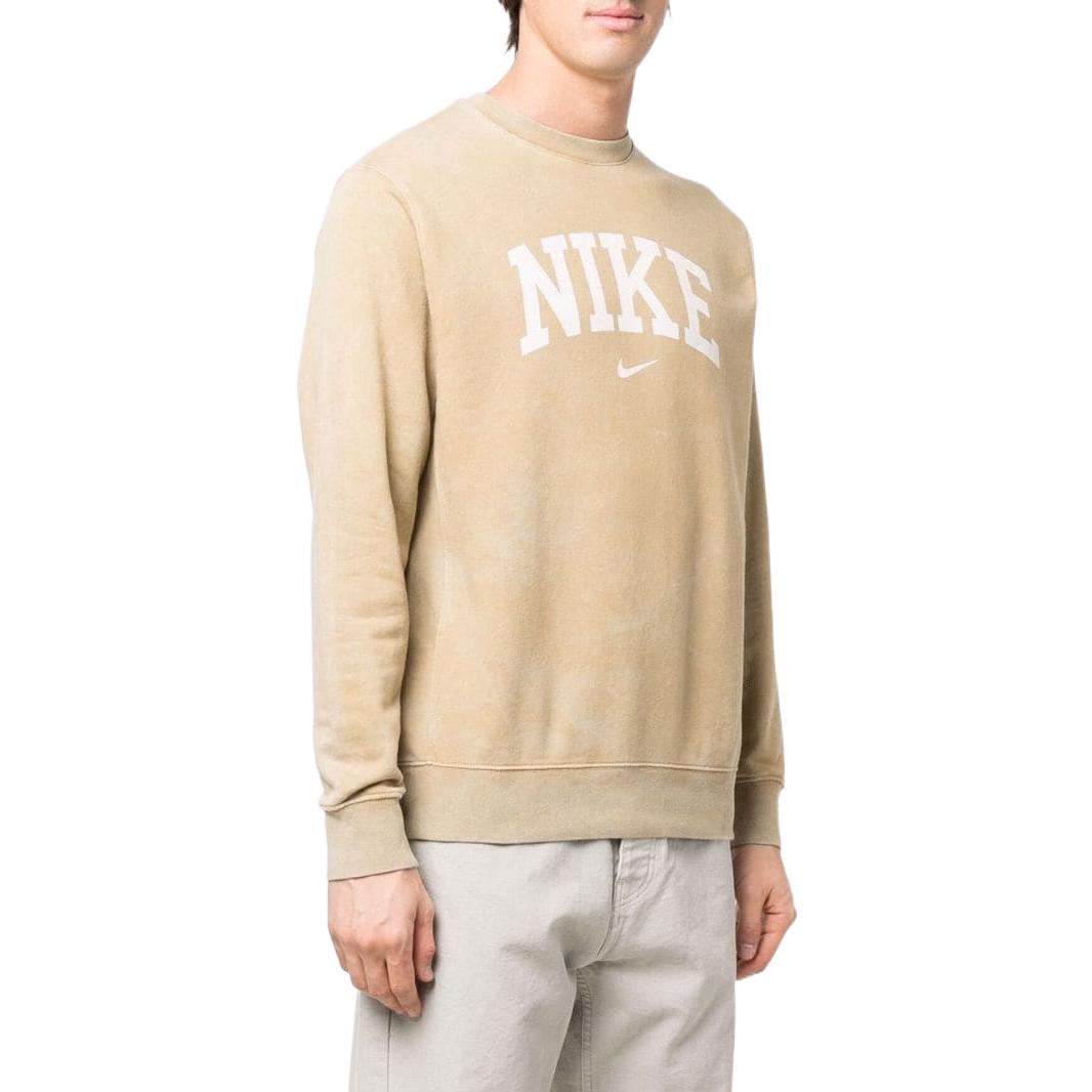 Men's Nike Arch Brand Logo Printing Tie Dye Round Neck Pullover Long Sleeves Beige DC0722-297
