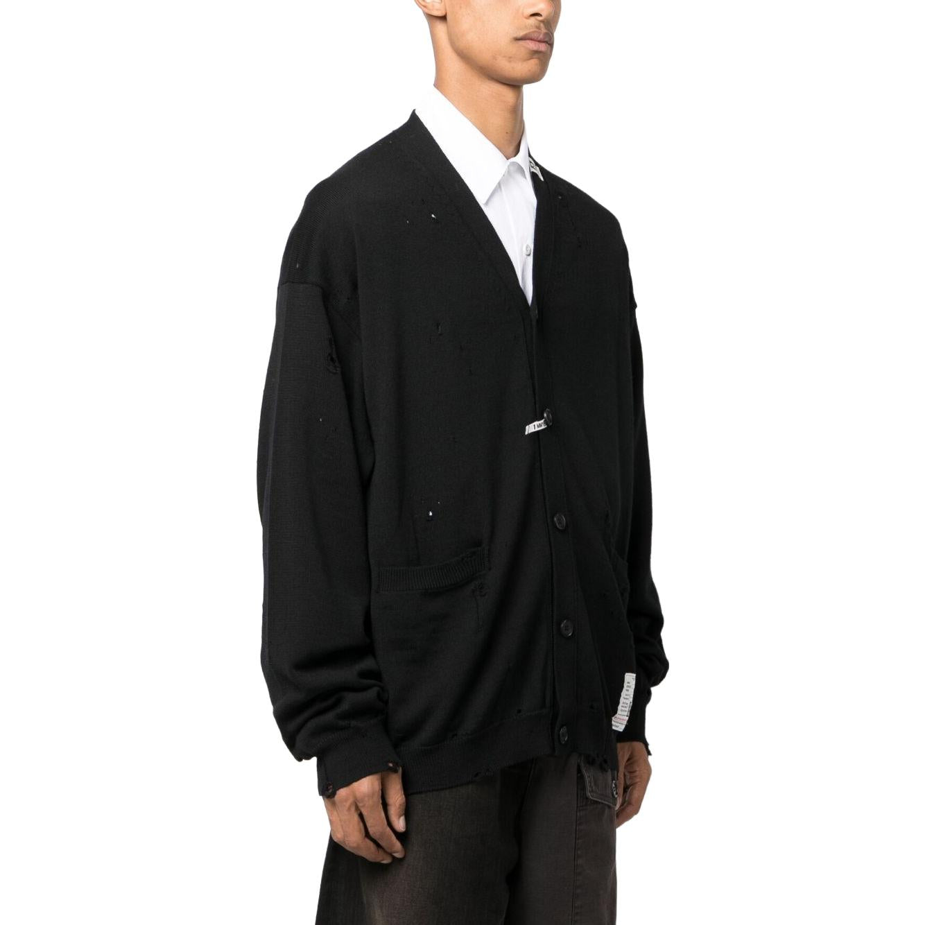 Maison MIHARA YASUHIRO SS23 Distressed Knit Cardigan 'Black' J11CD501-BLACK