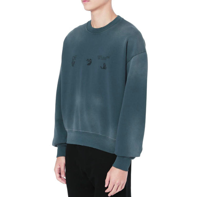 Men's Off-White Printing Round Neck Blue OMBA035F20FAB0014010