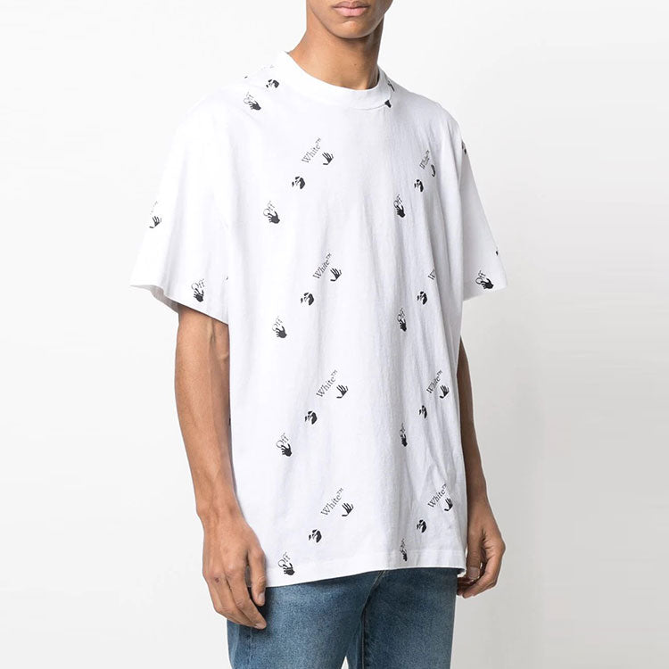 Off-White Full Print Alphabet Logo Round Neck Short Sleeve White OMAA038R21JER0100110