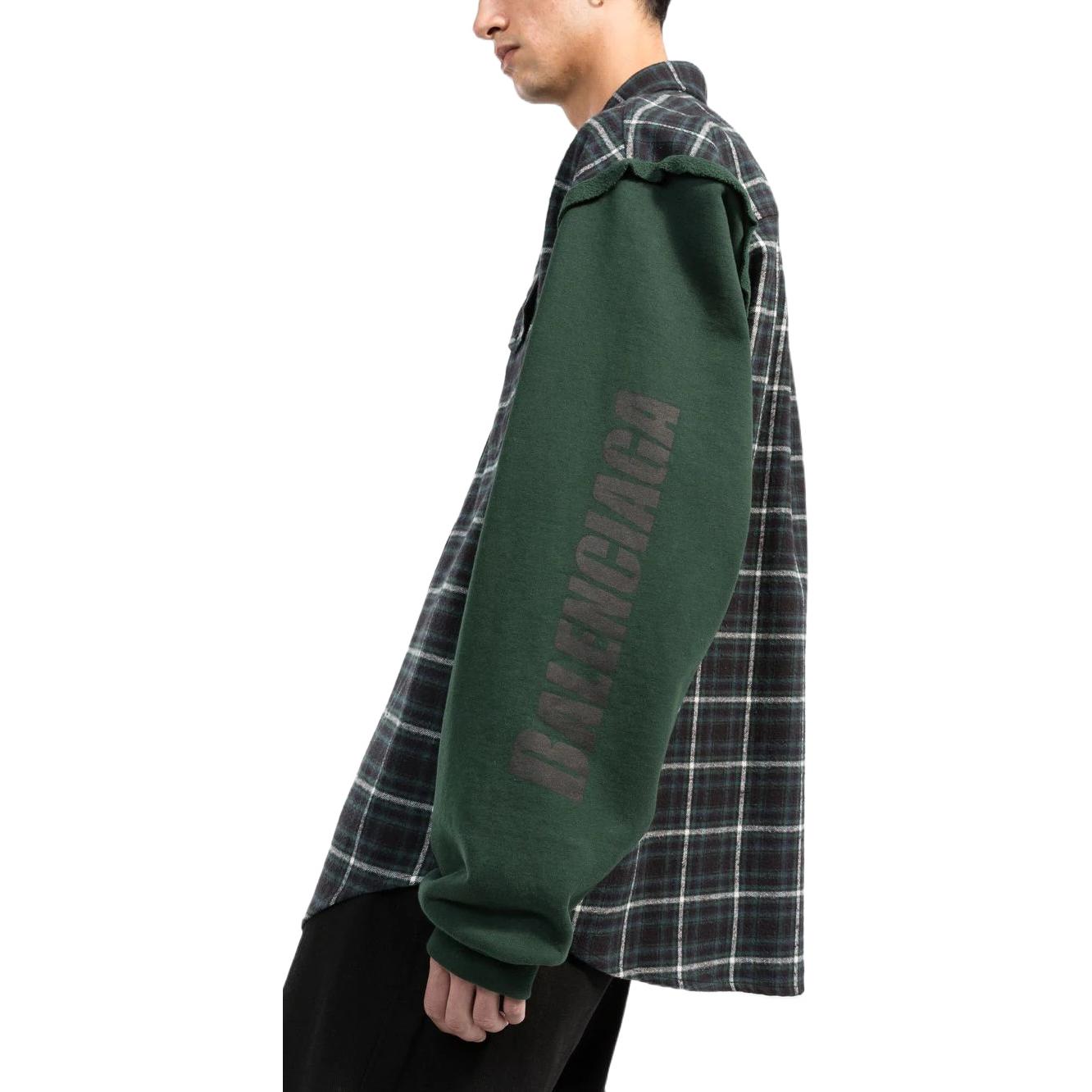 Balenciaga Checked Panelled Flannel Shirt 'Green' 658936TCM013064