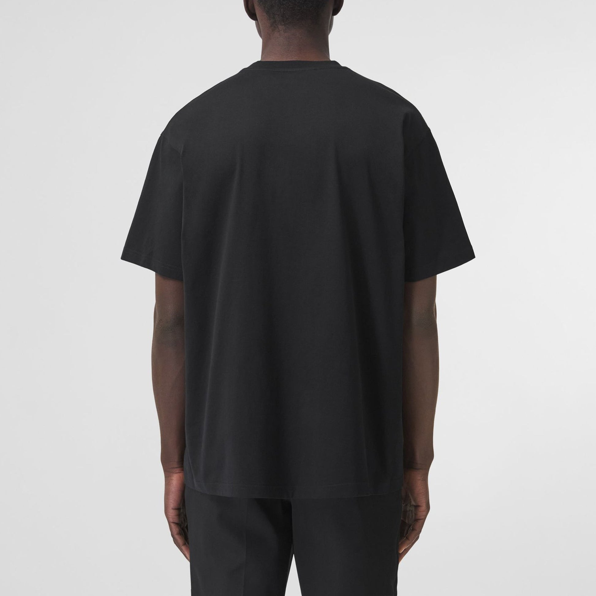 Men's Burberry Alphabet Printing Cotton Loose Short Sleeve Black 80427481