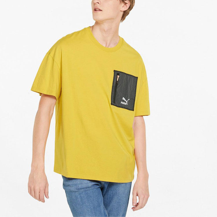 PUMA Logo Zip Pocket Tee 'Yellow' 535418-31