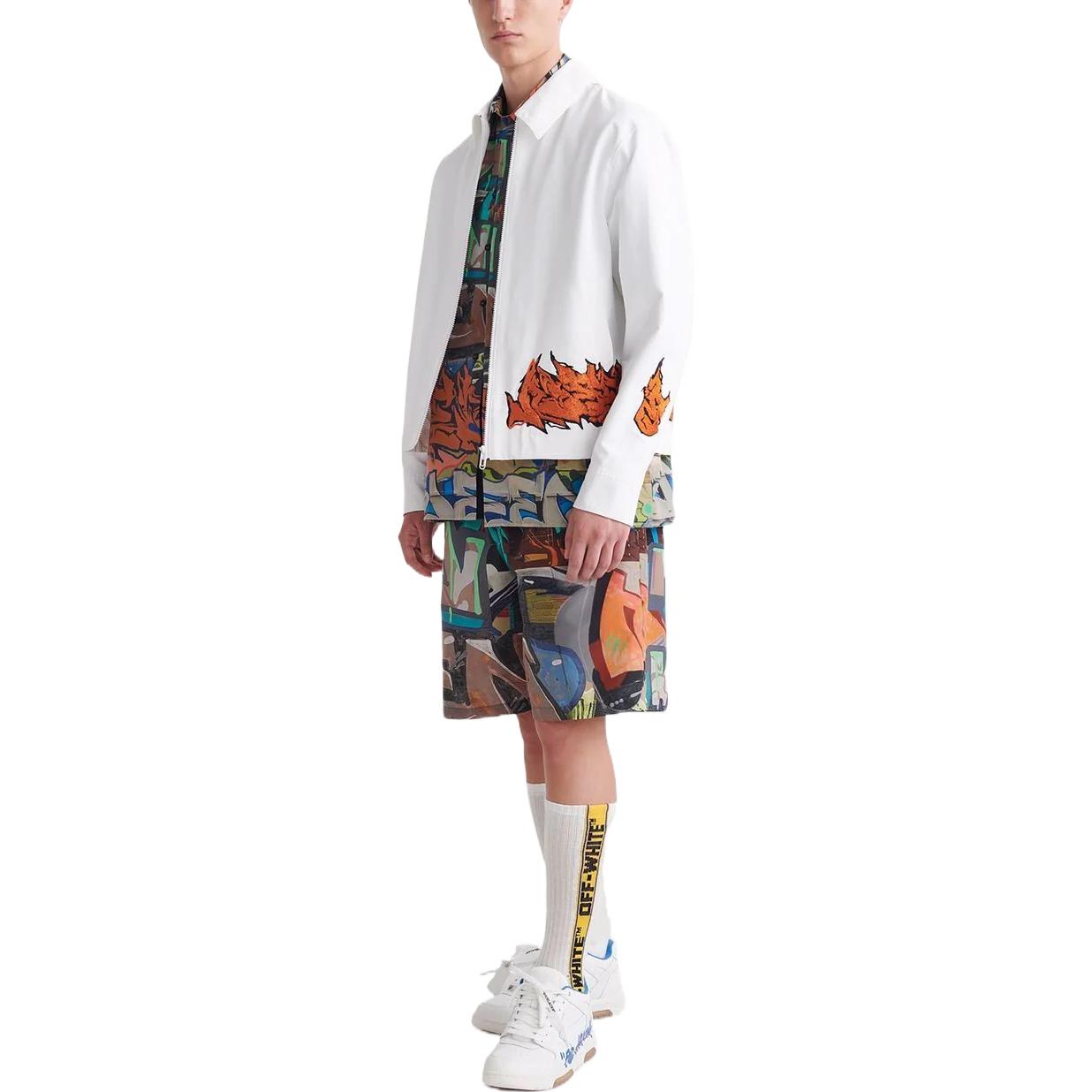Men's Off-White FW22 Solid Color Casual logo Printing White Jacket OMEA313S22FAB0010120