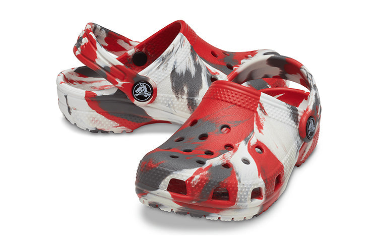 (GS) Crocs Classic Marbled Clogs 'White Red Grey' 207002-884