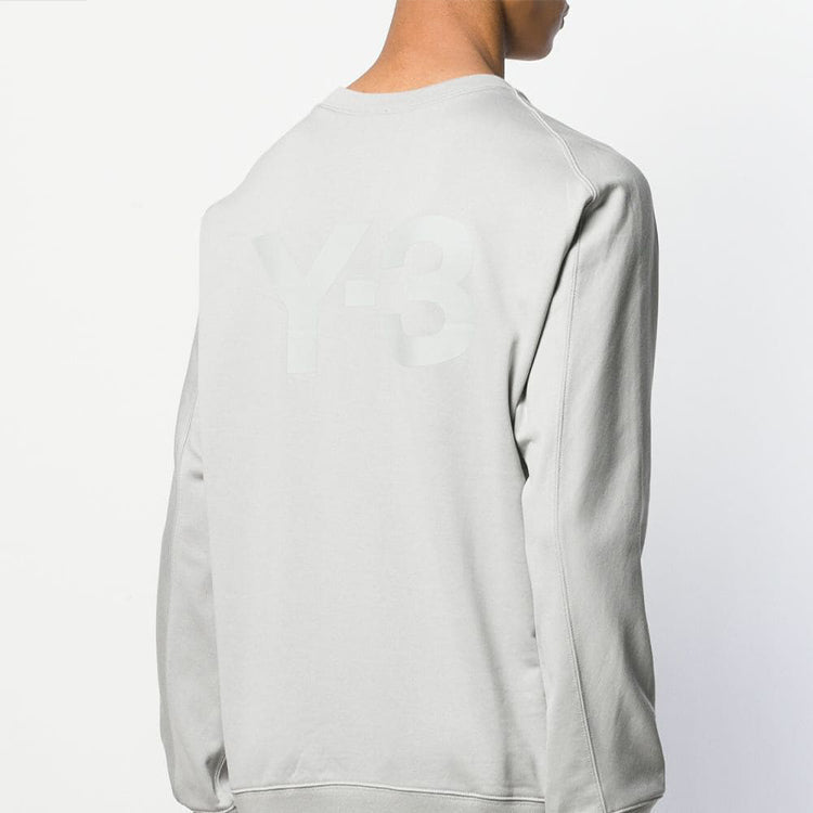 Men's Y-3 Back Logo Printing Round Neck Pullover Gray FJ0351