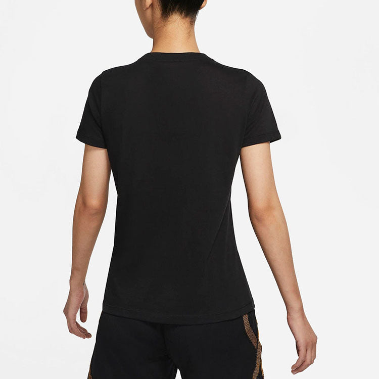 (WMNS) Nike Chest Logo Round Neck Short Sleeve Black T-Shirt DN3049-010