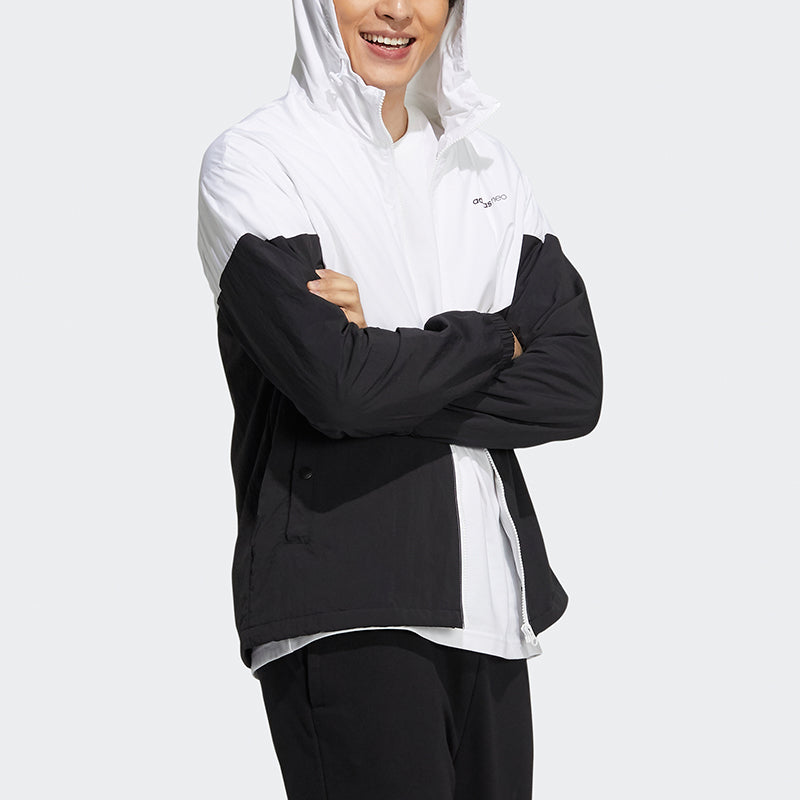adidas neo Colorblock Zipper hooded track Jacket Black H08834