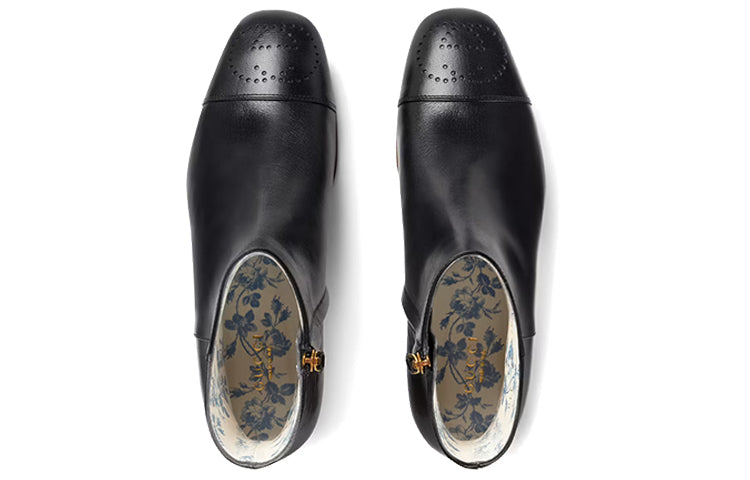 (WMNS) Gucci Goatskin Hills Logo Ankle Boots 'Black' 658949-D3V00-1000