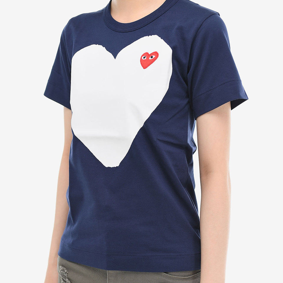 (WMNS) COMME des GARCONS PLAY Large Heart Logo Tee 'Navy White' AZ-T183-051-1