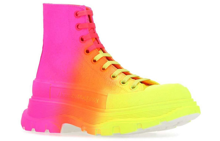 (WMNS) Alexander McQueen Tread Slick Boots 'Yellow Orange Pink' 685697W4MVS7115