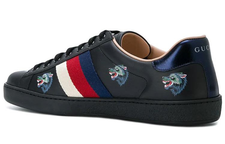 Gucci Wolf Pattern Casual Skate Shoes 'Black' 386750-0H810-1162