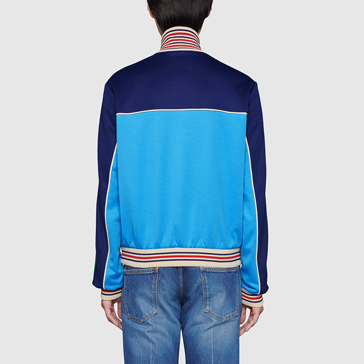 Gucci Technical Jersey Zip-Up Jacket With Web 'Blue' 645206-XJC5N-4233