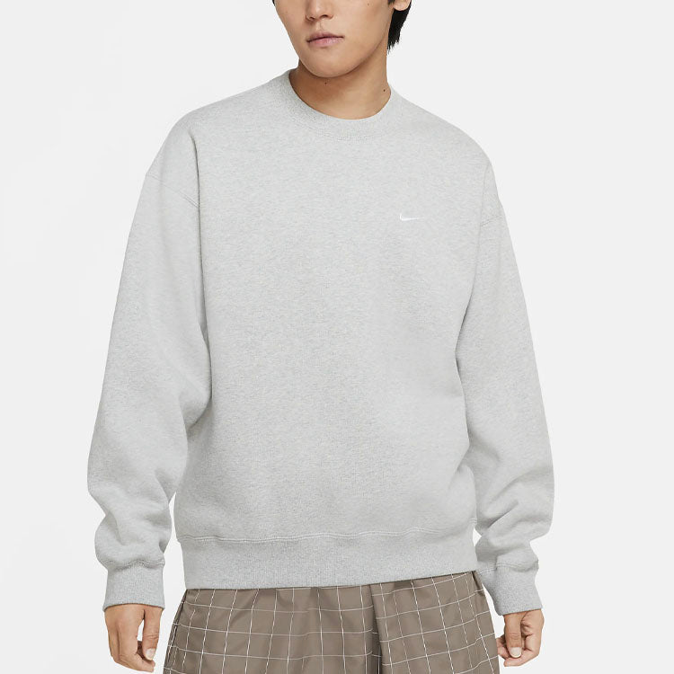 Nike Lab Fleece Crew Solid Color Stay Warm Sports Round Neck Pullover Gray DA0318-050