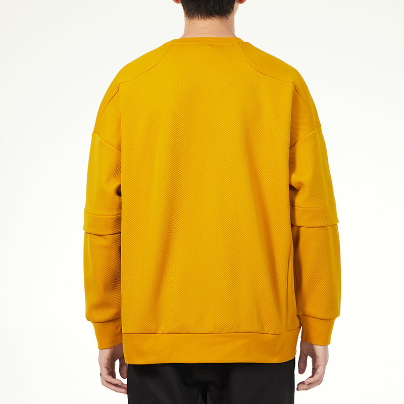 Men's adidas Contrasting Colors Pocket Sports Round Neck Pullover Yellow H39349