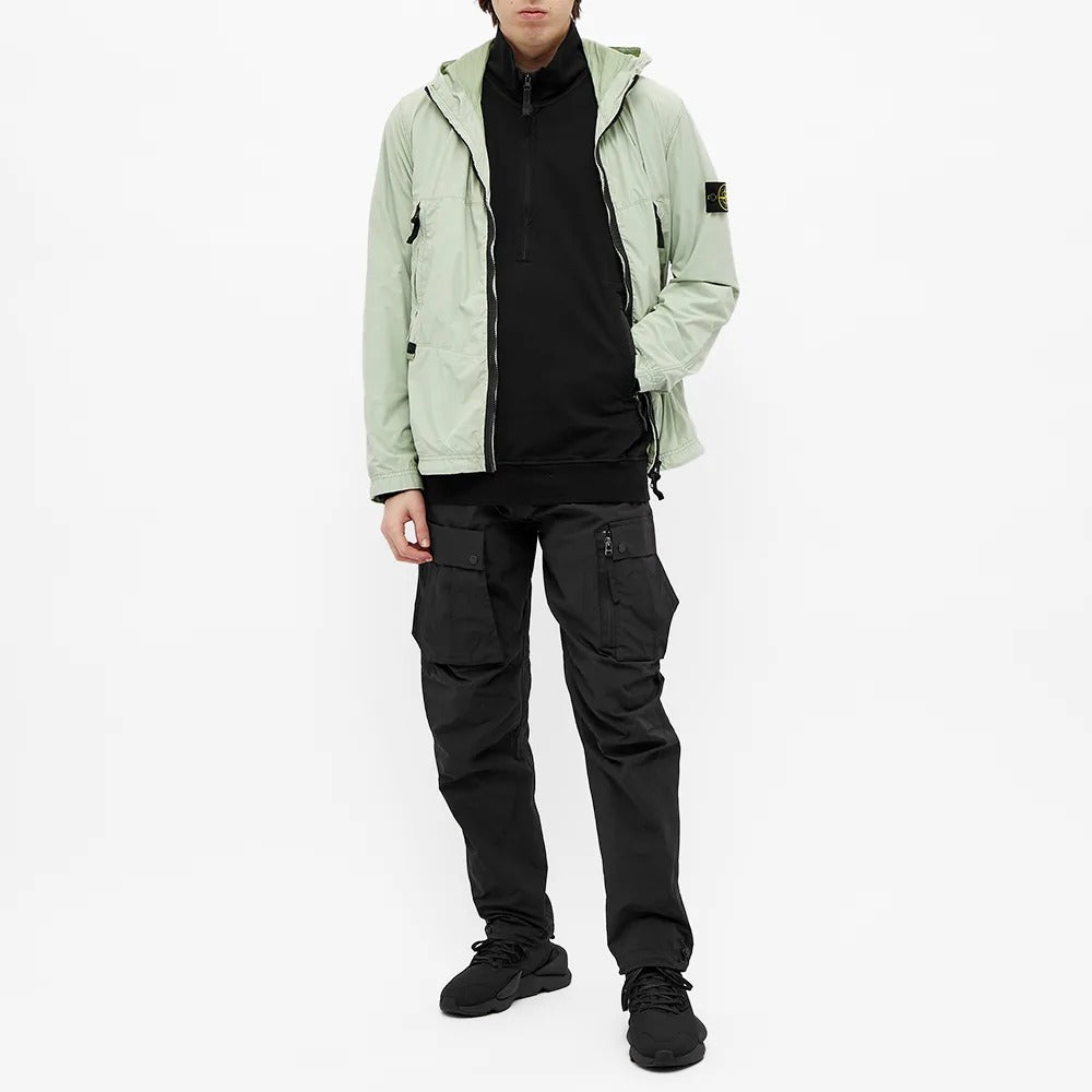 Men's STONE ISLAND Half Zipper Stand Collar Pullover Black 7415654F3-V0029
