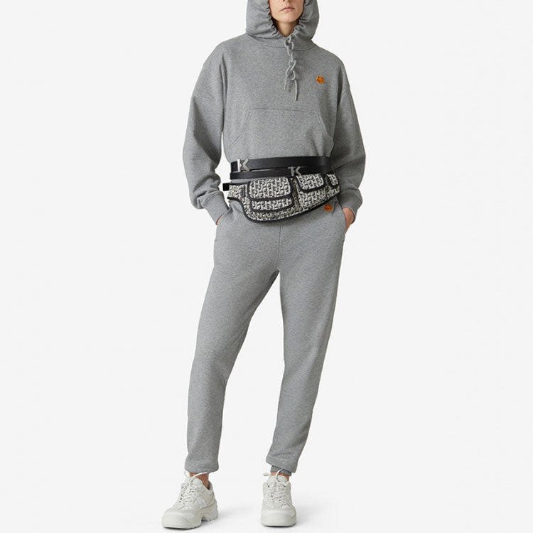 (WMNS) KENZO SS21 Small Tiger Head Embroidered Loose Version Hoodie Gray FB52SW7774ML-95
