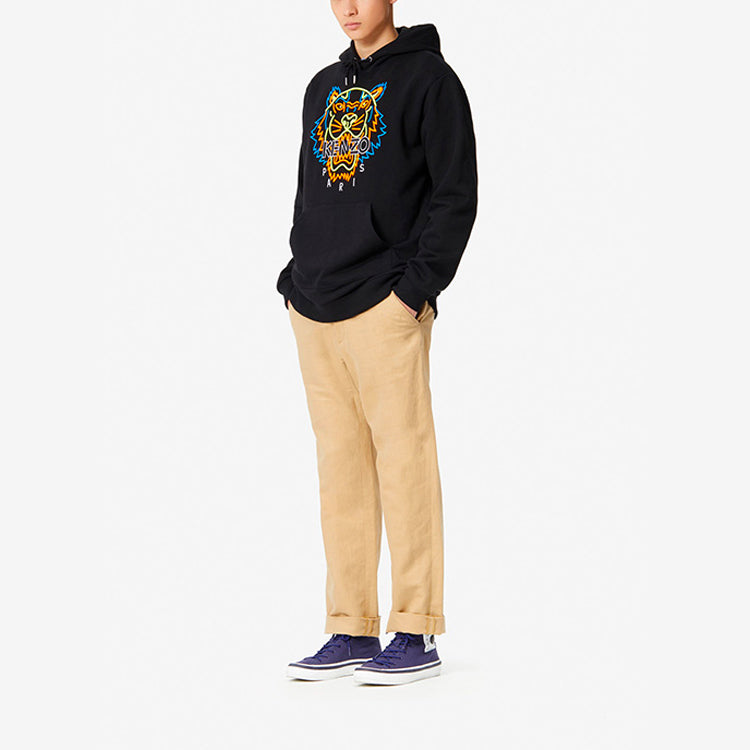 Men's KENZO Fluorescence Tiger Head Cotton Loose Black F955SW4234XF-99