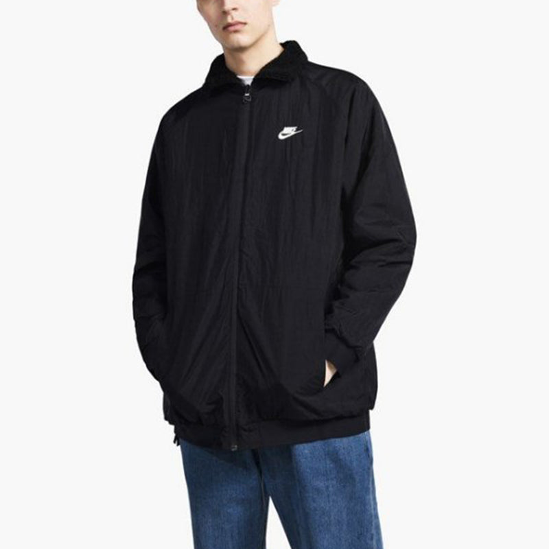 Nike Zipper Stand Collar polar fleece Large Logo Reversible Casual Sports Jacket Black AJ2701-010