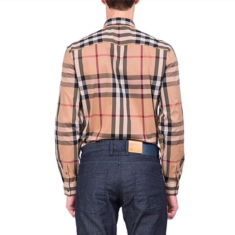 Men's Burberry SS21 Plaid Elastic Cotton Shirt 45575981